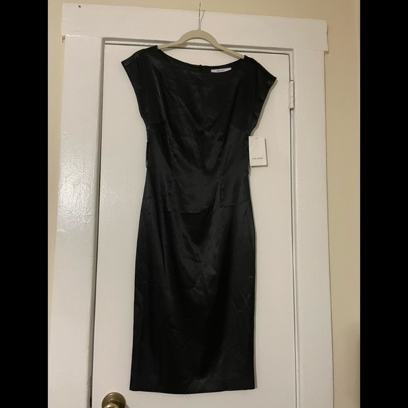 Zara Basic black Satin MIDI Dress Size XS - Picture 14 of 15